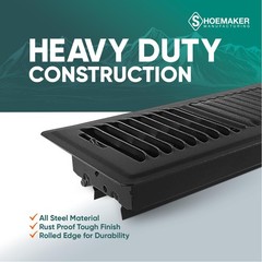 Shoemaker 4×10 Floor Register – Black Heavy Duty Metal Floor Vent Cover fo