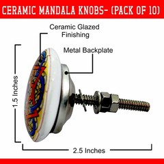 FLORIXA 10Pcs Ceramic Cabinet Knobs – Vintage Look Hand Painted Mandala