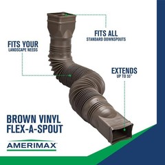 Expandable Flex Drain Downspout Extension 25-55″ Rain Pipe Spout Gutter, Brown