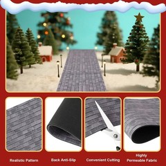 4 Pcs Christmas Village Red Brick Road, 47.2 x 4.7 Inch Miniature Street Land…