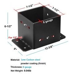 eoere 8×8 Post Base, Heavy Duty Concrete Anchor Pergola Bracket, 8 Gauge