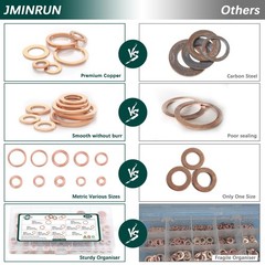 350 PCS, Premium M5, M6, M8, M10, M12, M14, Copper Washers – Metric – 350 Pcs