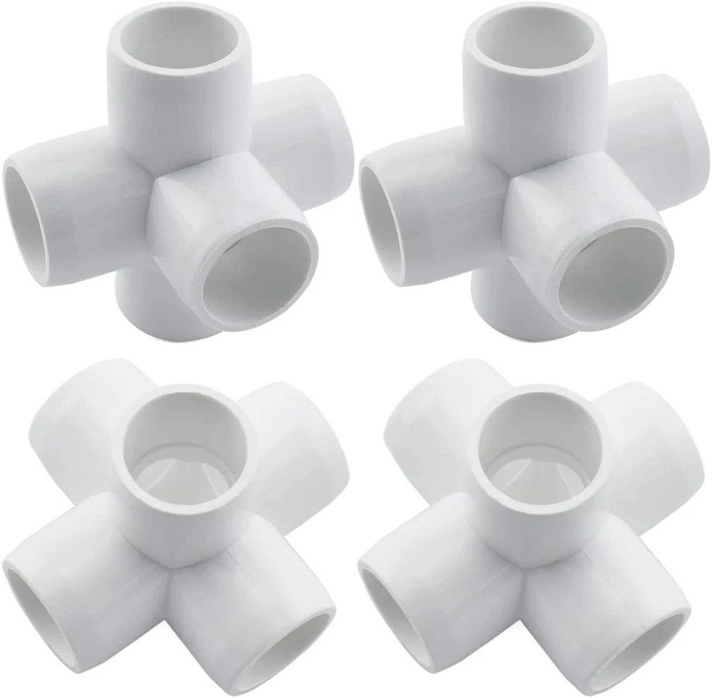 4Pack 1 Inch 5 Way PVC Fitting Elbow Furniture Grade Pipe Connector For DIY NEW