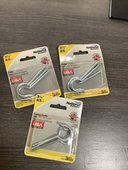 Lot Of 3 (3ct) National Hardware Zinc Plated Steel #6 Ceiling Hook 3-3/8 in. NOS