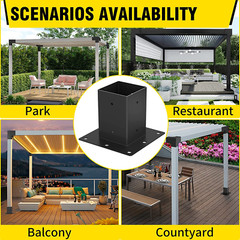 4 X 4 Post Base 4Pcs,Inner Size 3.6″X3.6″Deck Post Base,Heavy Duty Metal Black P