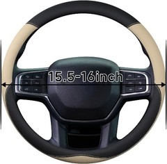 Steering Wheel Cover for Pickup Truck, Nappa Leather, 15.5-16 Inc Color: Beige