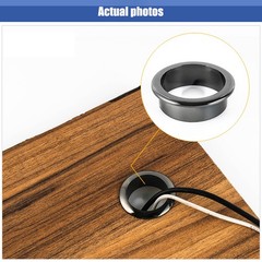 Desk Grommets Plastic Cable Hole Cover, Black/Silver Suitable holes:38-80mm