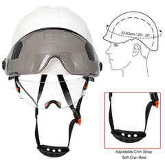 Site safety helmet, built-in visor, glasses, earplugs, standard C