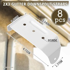 Shimeyao 4 Pcs Gutter Downspout Straps 2 x 3 Inch Downspout Pipe Clip Hidden Bra