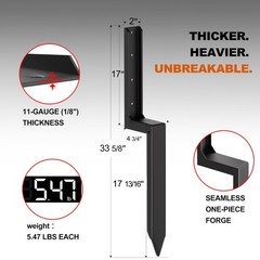 [2-Pack] Fence Post Repair Kit Heavy Duty, One-Piece Steel Stakes for Leaning…