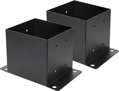 6X 6 Post Base 2 Pcs,Inner Size 5.6″X5.6″Deck Post Base,Heavy Duty Metal Black P