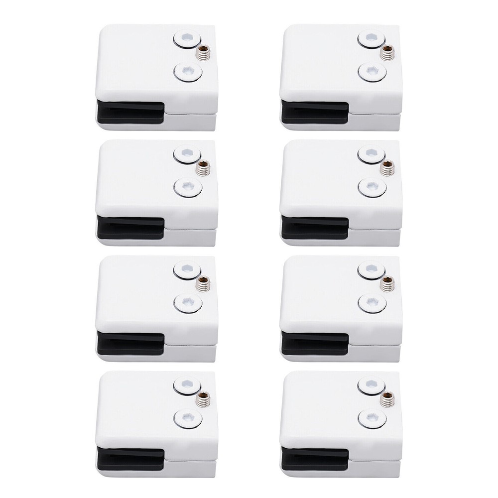 8PCS Adjustable White Stainless Steel Glass Clamps for 8-10mm Glass