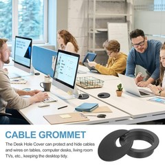 10 Pcs 2″ Desk Grommet Plastic Desk Hole Cover Cable Grommet Black