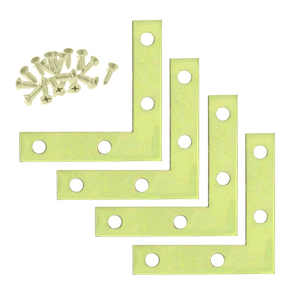 4 Pcs 2″ inch “L” Steel Flat Corner Braces w/ Screw Pack LOT Right Angle Bracket