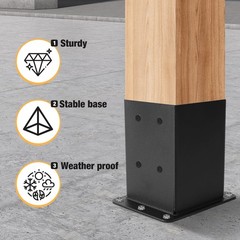4×4 Post Base 4 Pcs,Deck Post Brackets,Inner Size (3.6″ x3.6“Heavy Duty Powde…