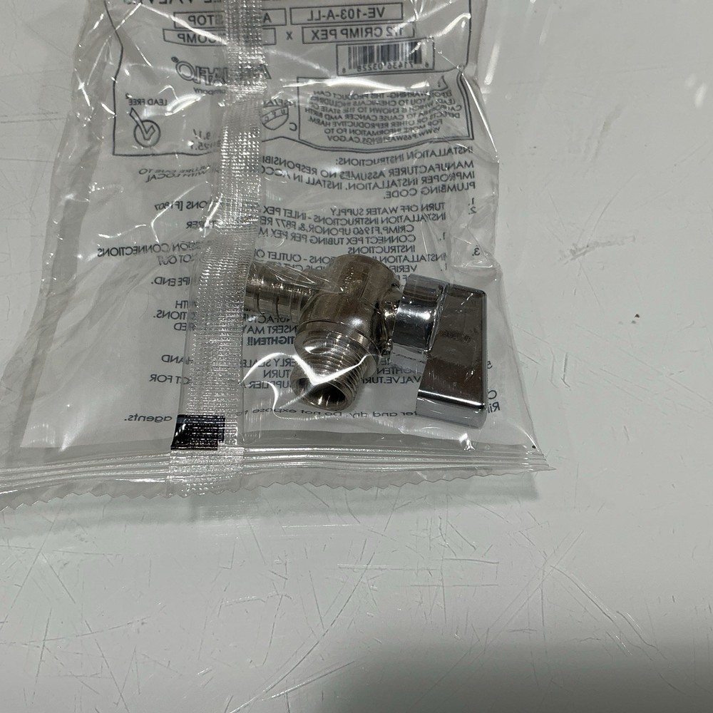 Aquaflo E-Z Turn Ball Valve Angle Stop VE-103-A-LL, Box Of 24