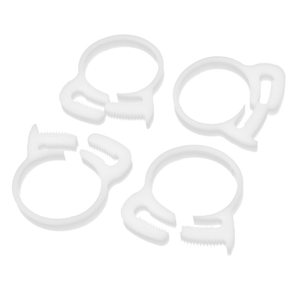 30.2mm-32.5mm Double Gripping Plastic Hose Tube Clamps Fasteners White 4 Pcs