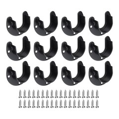 12Pcs Stainless Steel Closet Rod Brackets 1.25inch Dia U-Shaped Black