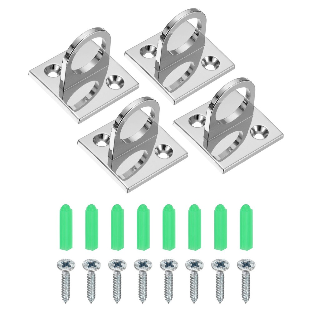 Pad Eye Plate U Hooks, 4 Pack Metal Ceiling Hook Wall Mount Loop Silver
