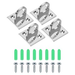 Pad Eye Plate U Hooks, 4 Pack Metal Ceiling Hook Wall Mount Loop Silver