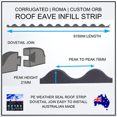 Roof Infill Strip Weather Seal Corrugated Roma Style Australian Made x 1 DIY HYT