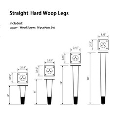 Akb Hardware 4 Pcs Retro Straight Wood Furniture Legs Solid Wood Sofa Bench
