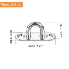 20Pcs Pad Eye Plate 1.8 Inch 304 Stainless Steel Ceiling U Hooks Silver