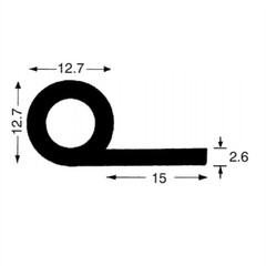 Rubber P Section 28mm wide x 13mm High (Sold Per Metre)