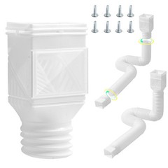 Rain Gutter Downspout Extensions 2-Pack Flexible Downspout Extender White