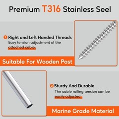 100Pack 1/8′ Left & Right Handed Thread Swage Lag Screws, T316 Stainless Steel..