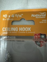 Lot Of 10 National #0 X 4-15/16” Zinc Plated Ceiling Hook, Med Duty, 125 Lbs Max