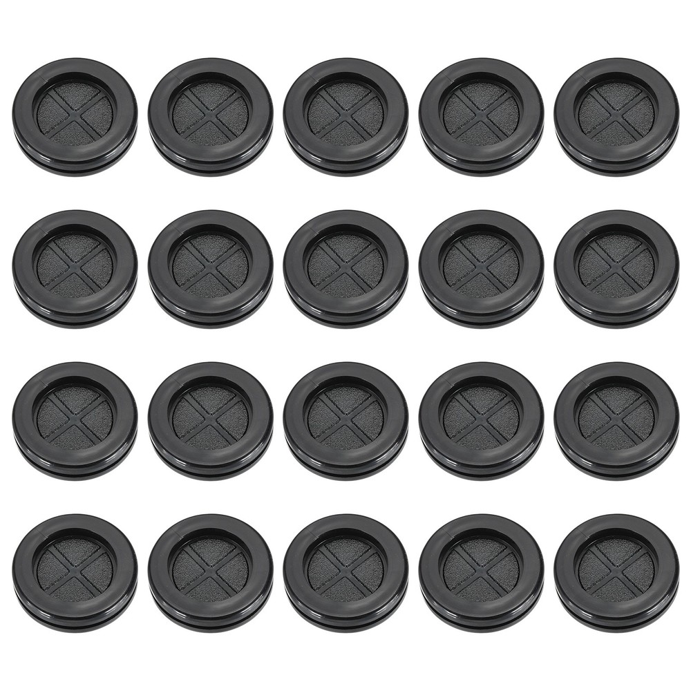 20 Pcs 7/8 Inch Desk Grommet Round Double-Sided Cables Grommet Black