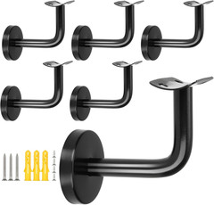 6Pcs Black Stainless Steel Handrail Brackets – Stair Railing Hardware, Wall Moun