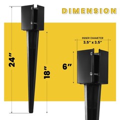 4pcs 24″ Heavy Duty 4×4 Fence Post Anchor Ground Spike Metal Black Powder Coated