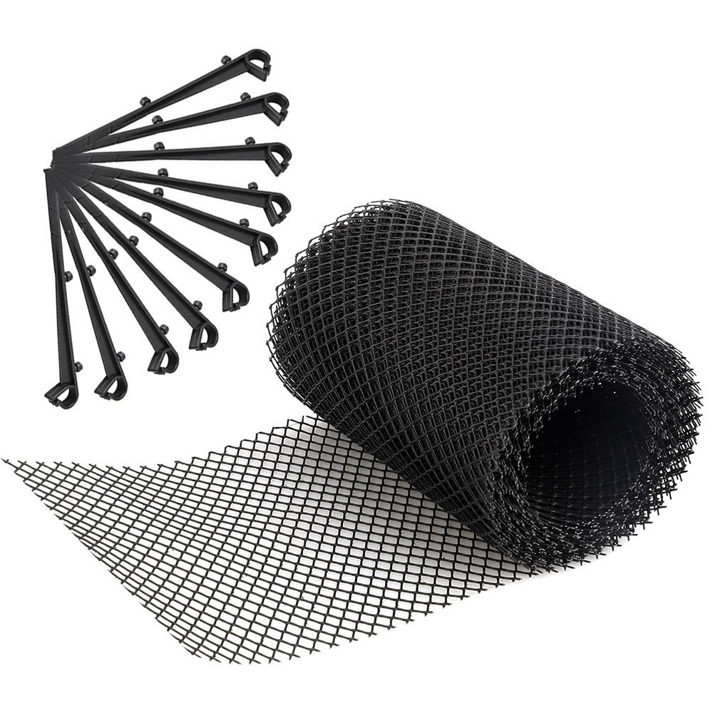 1Set Gutter Guard Mesh Plastic Screen for Home Use with Easy Attachment Stakes