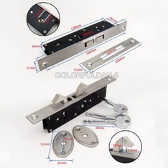 1PCS Sliding Patio Door Point Mortise Lock Latch Double Hook Lock With 3pcs Keys