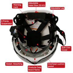 Site safety helmet, built-in visor, glasses, earplugs, standard C