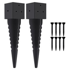 2 Pcs 4″x4″ Fence Post Anchor Ground Spike â€“ Heavy Duty 16″ Metal Post Base (