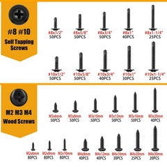 weideer 1095pcs Self Tapping Screws for Metal, Truss Head and Pan Head, Black