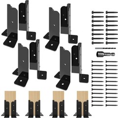 8 PCS Adjustable Deck – Fit 2×2, 2×4, 4×4, 6×6 Post & Fence Brackets, Pergola…