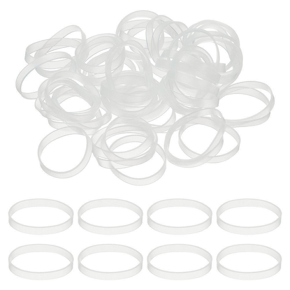 200Pcs Silicone Cable Ties, 30mm Silicone Rubber Bands, Transparent(47x5x1mm)