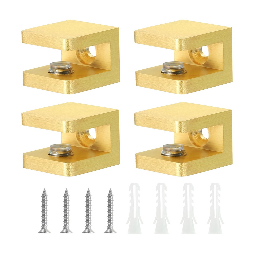 4Pcs Glass Shelf Clamp Glass Clip Holder Support for 5-8 mm Thick Gold