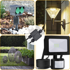 Waterproof Junction Box IP68 3 Way Outdoor Cable Gland M25 Black Garden