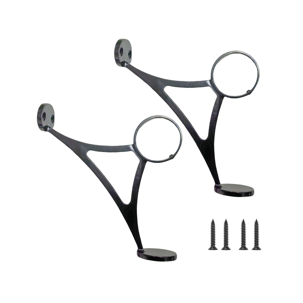 304 Stainless Steel Railing Bracket, Counter and Floor Black-2pcs, Matt Black