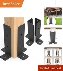 4 Pcs Adjustable Heavy Duty Deck Post Anchor Brackets – Fit 1.5 to 4 Inch Posts
