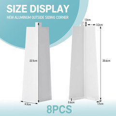 Therwen 8 Pcs Aluminum Siding Corners 8 Inch outside White Corner Caps Smooth Si