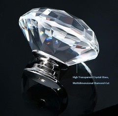 OctinPris 6pcs 30mm Crystal Glass Knobs Silverbase-6 pack, Transparent