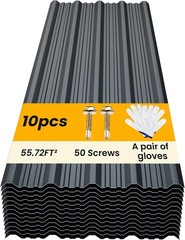 Corrugated Metal Roofing Panels 10 pcs Grey 45.28×17.72