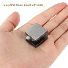 Glass Shelf Clamp, 4Pcs Glass Clip Holder Support for 5-8 mm Thick, Black