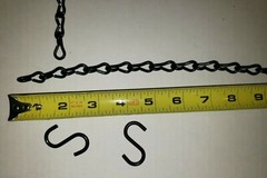 Jack Chain Black #12 -(2) 5′ lengths w/ (4) S-Hooks, For Light fixtures and more